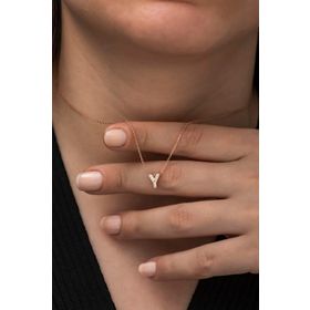 Nereze 925 Ayar Harf 3 Boyutlu Y Harfi Kadın Gümüş Kolye