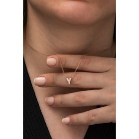 Nereze 925 Ayar Harf 3 Boyutlu Y Harfi Kadın Gümüş Kolye