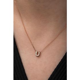 Nereze 925 Ayar Harf Kolye 3 Boyutlu Ü Harfi Kadın Gümüş Kolye