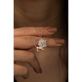 Nereze 925 Ayar Kedi Kolye Kadın Gümüş Kolye