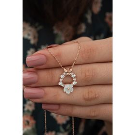 Nereze 925 Ayar Kelebek Detay Manolya Çiçeği Kolye Kadın Gümüş Kolye
