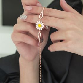 Nereze 925 Ayar Kelepçe Model Papatya Bileklik Kadın Gümüş Bileklik