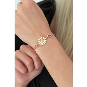 Nereze 925 Ayar Kelepçe Model Papatya Bileklik Kadın Gümüş Bileklik