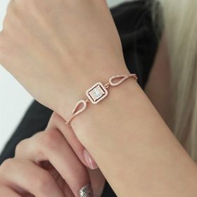 Nereze 925 Ayar Kelepçe Model Tektaş Bileklik Kadın Gümüş Bileklik