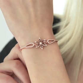 Nereze 925 Ayar Kelepçe Model Zultanite Taşlı Çiçek Bileklik Kadın Gümüş Bileklik