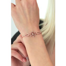 Nereze 925 Ayar Kelepçe Model Zultanite Taşlı Çiçek Bileklik Kadın Gümüş Bileklik