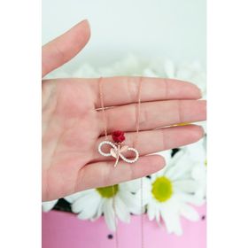 Nereze 925 Ayar Kırmızı Gül Sonsuzluk Kadın Gümüş Kolye