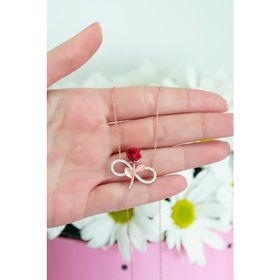Nereze 925 Ayar Kırmızı Gül Sonsuzluk Kadın Gümüş Kolye
