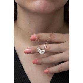 Nereze 925 Ayar Kuğu Kolye Kadın Gümüş Kolye