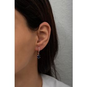 Nereze 925 Ayar Lacivert Damla Taşlı Kadın Gümüş Küpe