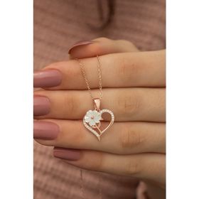 Nereze 925 ayar Manolya Çiçeği Kalp Kadın Gümüş Kolye