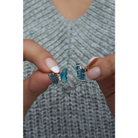 Nereze 925 Ayar Mavi Taşlı Kelebek Kadın Gümüş Küpe