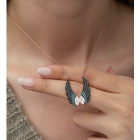 Nereze 925 Ayar Melek Kanadı Kadın Gümüş Kolye