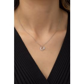 Nereze 925 Ayar Minik Ayyıldız Kadın Gümüş Kolye