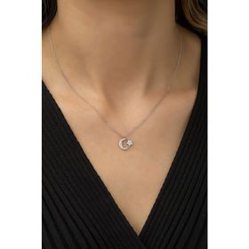 Nereze 925 Ayar Minik Ayyıldız Kadın Gümüş Kolye