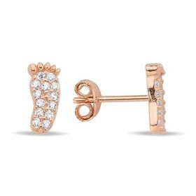 Nereze 925 Ayar Minik Rose Ayakizi Kadın Gümüş Küpe