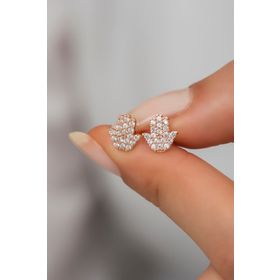 Nereze 925 Ayar Minik Rose Fatma Anaeli Kadın Gümüş Küpe