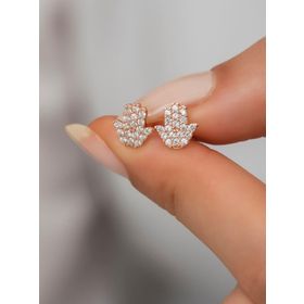 Nereze 925 Ayar Minik Rose Fatma Anaeli Kadın Gümüş Küpe