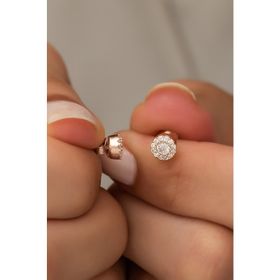 Nereze 925 Ayar Minik Rose Zirkon Tektaş Kadın Gümüş Küpe