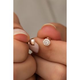 Nereze 925 Ayar Minik Rose Zirkon Tektaş Kadın Gümüş Küpe