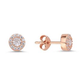 Nereze 925 Ayar Minik Rose Zirkon Tektaş Kadın Gümüş Küpe