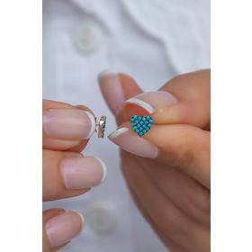 Nereze 925 Ayar Minik Turkuaz Taşlı Kalp Kadın Gümüş Küpe