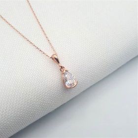 Nereze 925 Ayar Minimal Damla Taşlı Kadın Gümüş Kolye