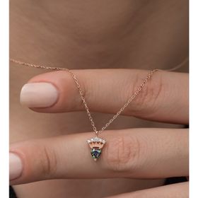 Nereze 925 Ayar Minimal Kral Tacı Kalp Kadın Gümüş Kolye