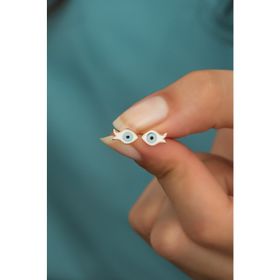 Nereze 925 Ayar Minimal Mineli Balık Kadın Gümüş Küpe