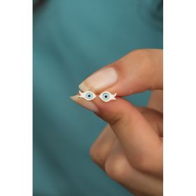 Nereze 925 Ayar Minimal Mineli Balık Kadın Gümüş Küpe
