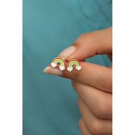 Nereze 925 Ayar Minimal Mineli Gökkuşağı Kadın Gümüş Küpe