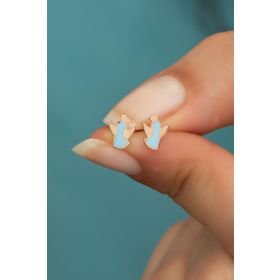 Nereze 925 Ayar Minimal Mineli Melek Model Kadın Gümüş Küpe