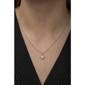 Nereze 925 Ayar Minimal Tektaş Kutup Yıldızı Kadın Gümüş Kolye