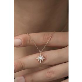 Nereze 925 Ayar Minimal Tektaş Kutup Yıldızı Kadın Gümüş Kolye