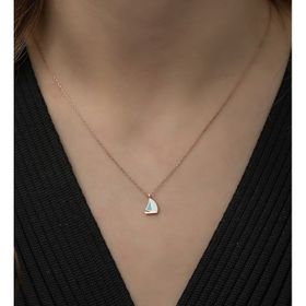 Nereze 925 Ayar Minimal Yelken Kadın Gümüş Kolye