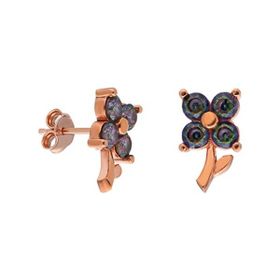 Nereze 925 Ayar Mistik Topaz Minik Yonca Kadın Gümüş Küpe
