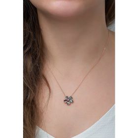 Nereze 925 Ayar Mistik Topaz Taşlı Çiçek Kadın Gümüş Kolye