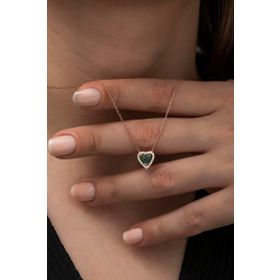 Nereze 925 Ayar Mistik Topaz Taşlı Kalp Kolye Kadın Gümüş Kolye