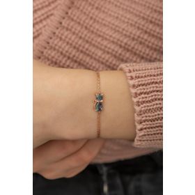 Nereze 925 Ayar Mistik Topaz Taşlı Kedi Kadın Gümüş Bileklik