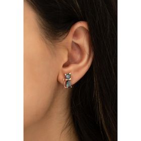 Nereze 925 Ayar Mistik Topaz Taşlı Kedi Kadın Gümüş Küpe
