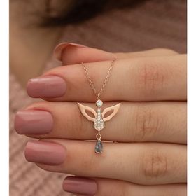 Nereze 925 Ayar Mistik Topaz Taşlı Melek Kadın Gümüş Kolye