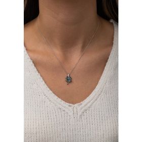 Nereze 925 Ayar Mistik Topaz Taşlı Yonca Kolye Kadın Gümüş Kolye