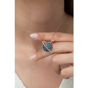 Nereze 925 Ayar Mix Taşlı Gezegen Kadın Gümüş Kolye