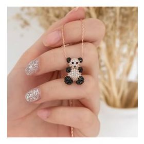 Nereze 925 Ayar Panda Kadın Gümüş Kolye