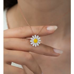 Nereze 925 Ayar Papatya Gümüş Kolye