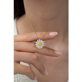 Nereze 925 Ayar Papatya Gümüş Kolye