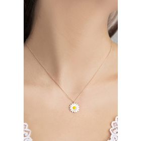 Nereze 925 Ayar Papatya Gümüş Kolye
