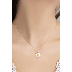 Nereze 925 Ayar Papatya Gümüş Kolye