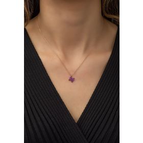 Nereze 925 Ayar Pembe Minik Kelebek Kadın Gümüş Kolye