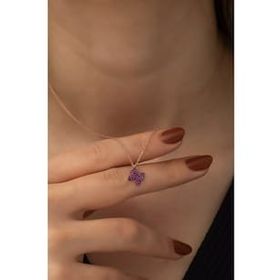 Nereze 925 Ayar Pembe Minik Kelebek Kadın Gümüş Kolye